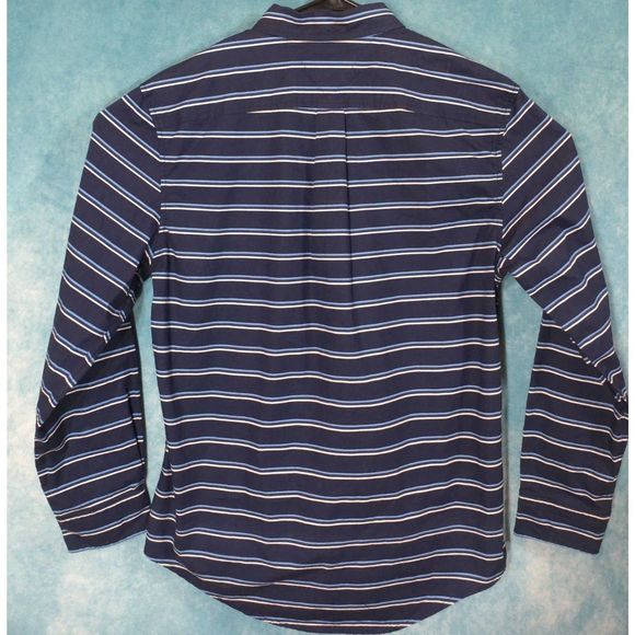 Tommy Hilfiger Long Sleeve Button Down Striped Men's Shirt, Blue, Size Large - Picture 2 of 4